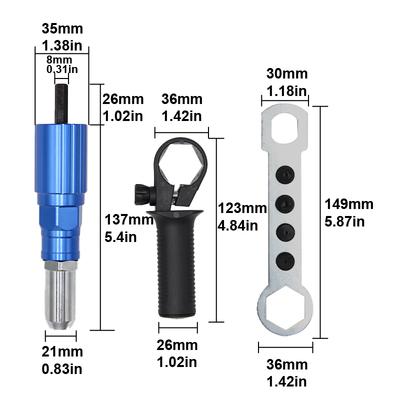 Electric Rivet Gun Conversion Set Aluminum Alloy Core Pulling Rivet Conversion Head Power Tool Accessories
