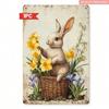 Metal Poster Wall Art, Easter Bunny Vintage Farmhouse for Living Room