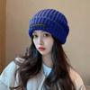 Big Head Circumference Showing Face Small Hat Women's Autumn and Winter Loose Black Woolen Hat Cold Hat Trendy Ins Versatile Warm Knitted Hat