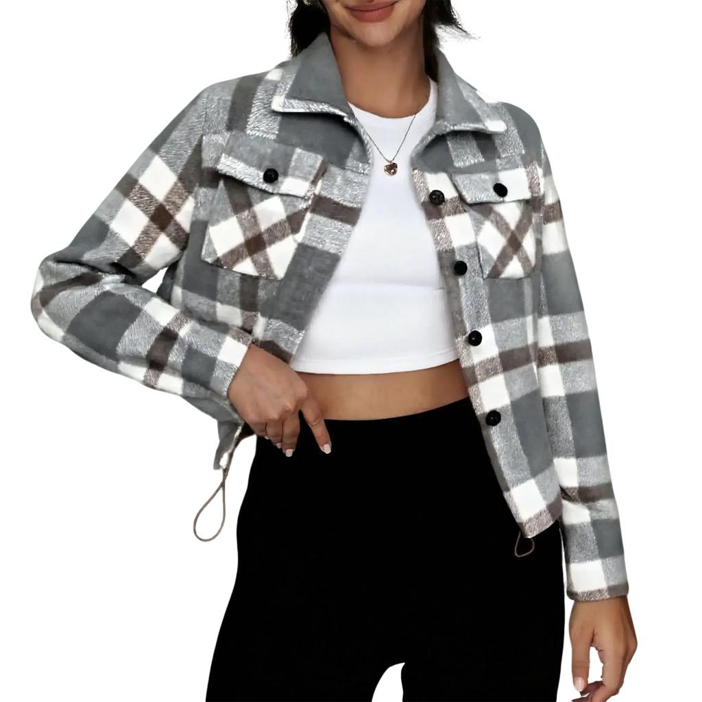 Women's Fashion Plaid Short Jacket