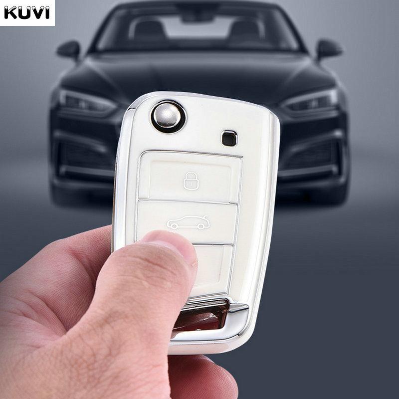 Auto Key Fob Cover Case Housing Remote Fit For Vw Volkswagen Golf Polo Tiguan Magotan Passat Seat Leon Altea Ateca Skoda Kodiaq Superb Octavia