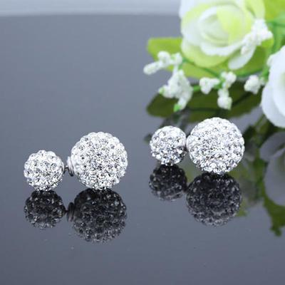 1 Paar High-End-Schmuck, doppelseitige Ohrstecker, Prinzessinnen-Kugel-Ohrstecker