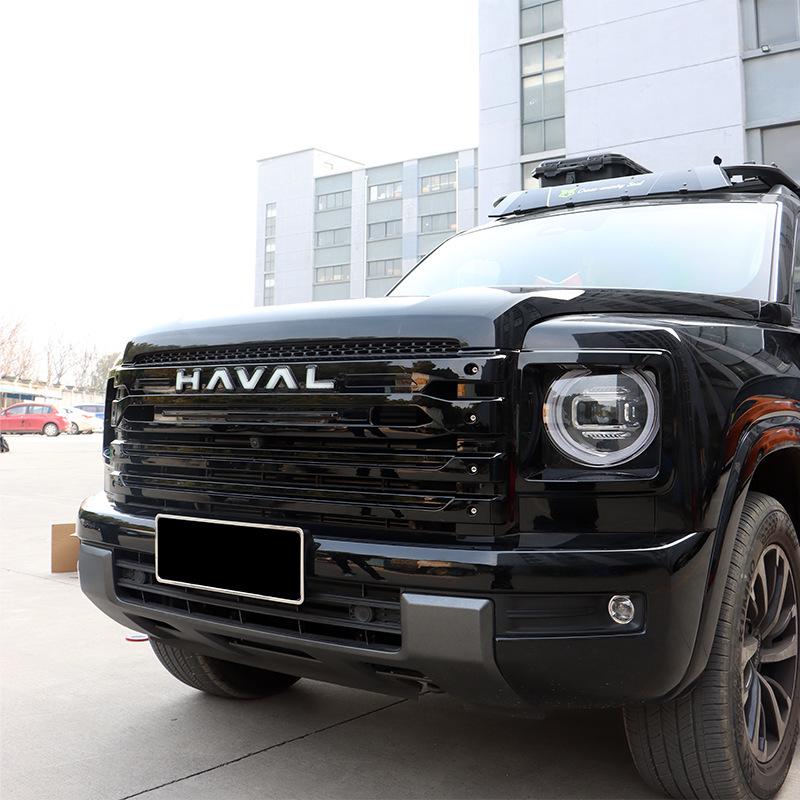 Haval H9 2nd Gen Headlight Frame Kit: Grille, ABS, LED Beads, Black Warrior Design