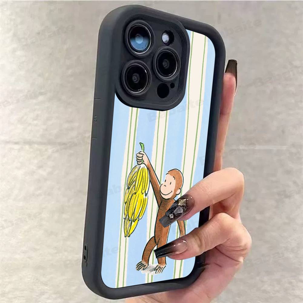 Lovely Cartoon C-Curious Georges Phone Case For iPhone 17 16 15 14 13 12 11 Pro Max 16E Plus INS Soft Cover