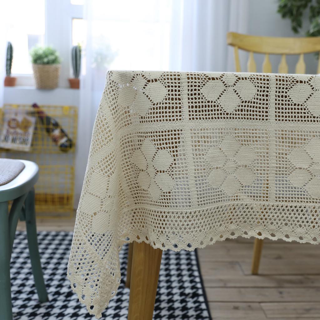 Bohemian Chic Crochet Lace Tablecloth - Hollow Out Design, Perfect for Dining & Parties, Rectangular, Boho Home Decor, Banquet, Western Food