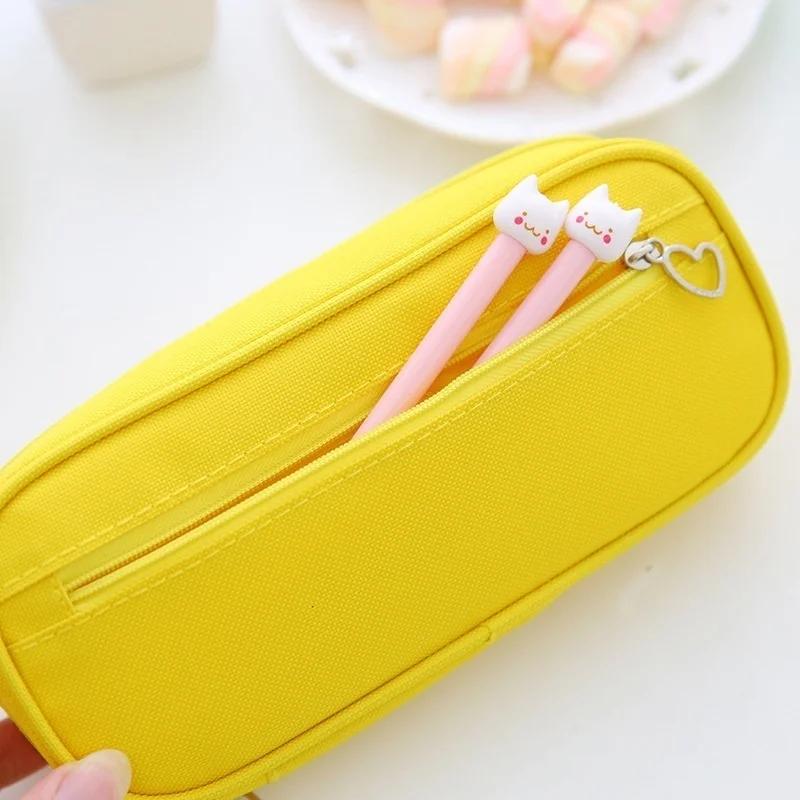New 1PC Pencil Case Canvas Box Stationery School Supplies Large Capacity Pen Bag  Cute Pencil Pouch