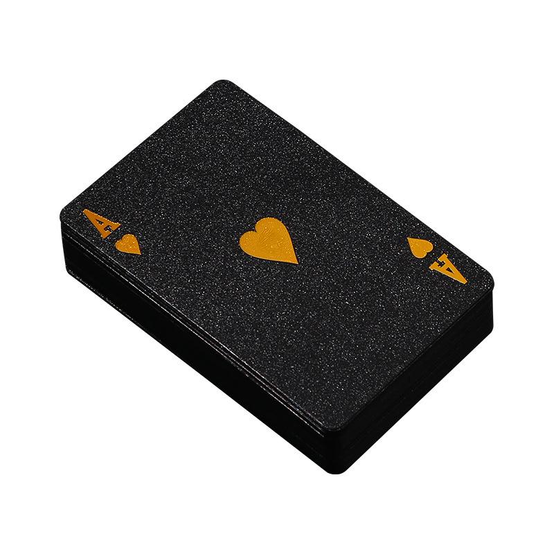 Gold Plated Black PVC Playing Cards: Waterproof, Fold-Resistant, Wear-Resistant, Dirt-Resistant, Washable.