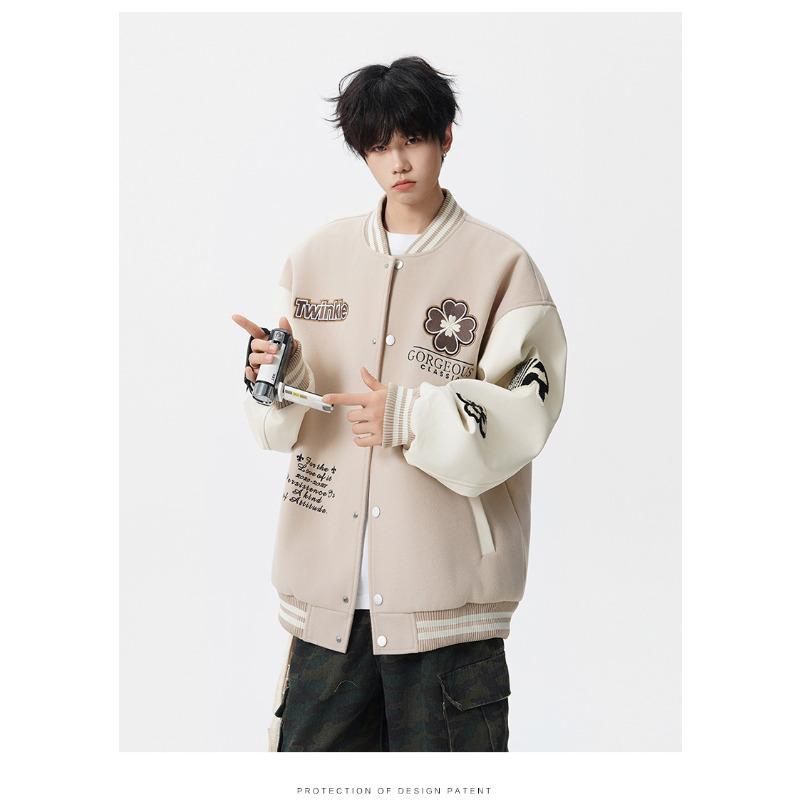 

Вышитые контрастные бейсбольные куртки для мужчин и женщин, новые свободные и утепленные парные куртки на осень и зиму 2XL