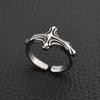 Trendy Handmade Ribbed Cross Minimalist Men's Open Ring Vintage Creative Punk Hip Hop Cool Personalized Jewelry Accessories