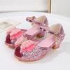 Children's High-heeled Sandals Girls' Princess Shoes Little Girl Middle-aged Children's Fashion Sequins with Dress Classmates Crystal Shoes
