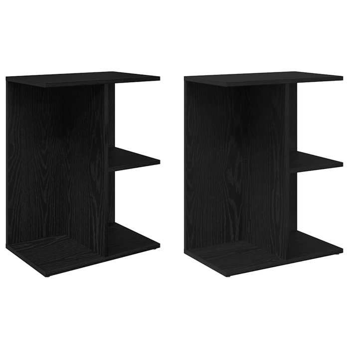 VidaXL Bedside Tables 2 Pcs Black Oak 46.5x29x61 Cm Engineered Wood, Nightstand, Bed Table, End Table, Cabinet 858653