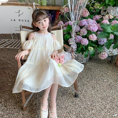 Mädchen Sommerkleid 2024 Neue Kinder Off-die-Schulter Prinzessin Kleider Geburtstagsparty Kleidung Chiffon-Kleid