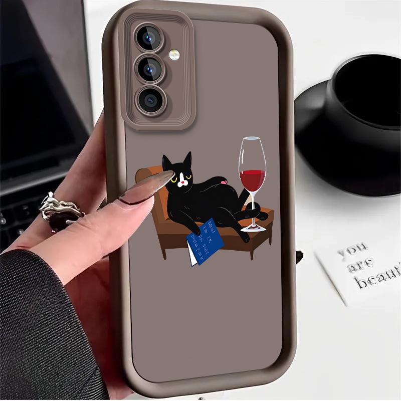 The Lying Black Cat Case for Samsung Galaxy A53 A50 A50S A36 5G A35 A34 A33 A32 A30 A26 A24 A23 A22 A20 A16 A15 A14 A13 4G Cover