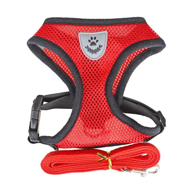 Breathable Mesh Pet Harness Leash Set with Reflective Straps for Chihuahua York Bulldog Adjustable Dog Chest Strap Walking Leash