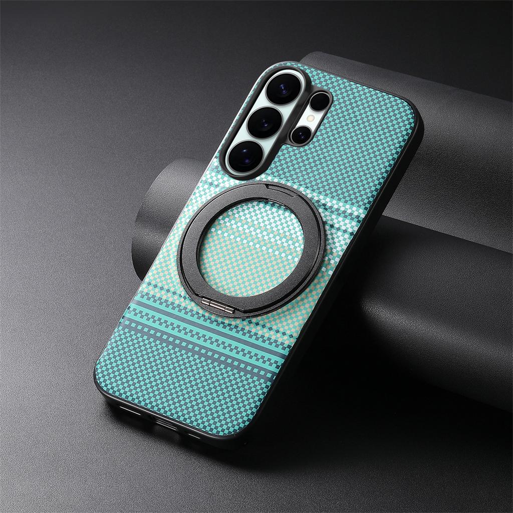 Carbon Fiber Texture 360 Rotating Magnetic Holder Case for Samsung S26 Ultra S25 S24 S23 Plus A57/37/17/07/56/36/26/16/55 Cover