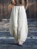Women's Retro Ramie Sand-Washed Distressed Loose Lantern Pants for Meditation and Tai Chi