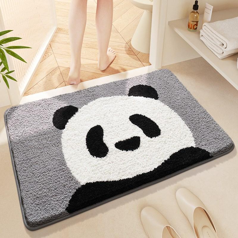 Selected room specific floor mat, water absorbing quick drying household foot mat, cartoon plush bathroom door mat, panda toilet