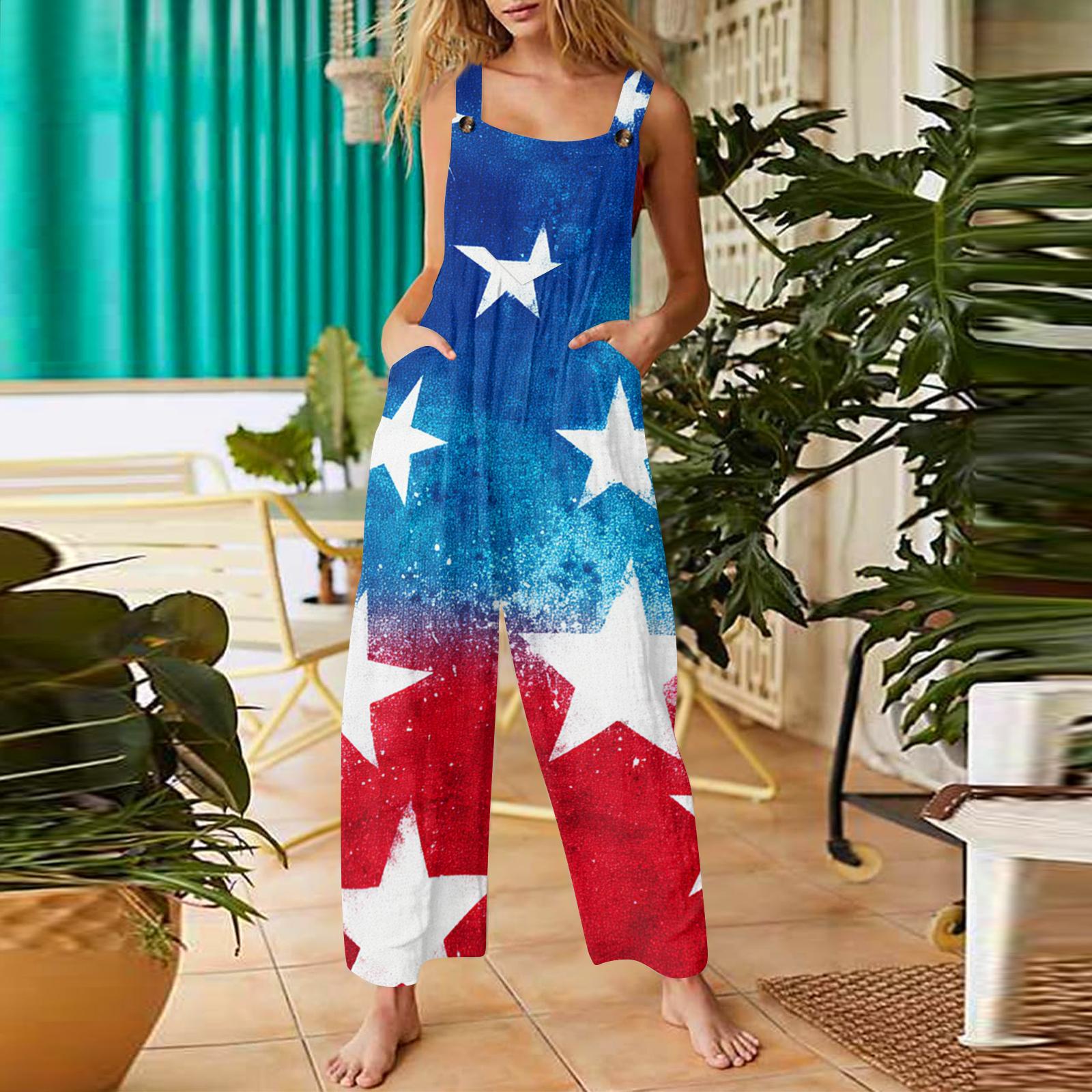 

Женские Повседневные Брюки Без Рукавов Хлопковые Брюки с Принтом на День L синий