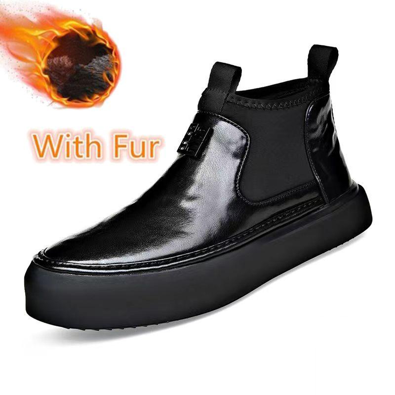 New Arrival Casual Men Short Boots Comfy Slip On High-Top Shoes Classic Retro Leather Ankle Boots Leisure Walk Man Driving Shoes