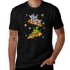 Astronaut And Alien Riding Pizza Graphic Tee Funny Space Trip Short Sleeve T-Shirt