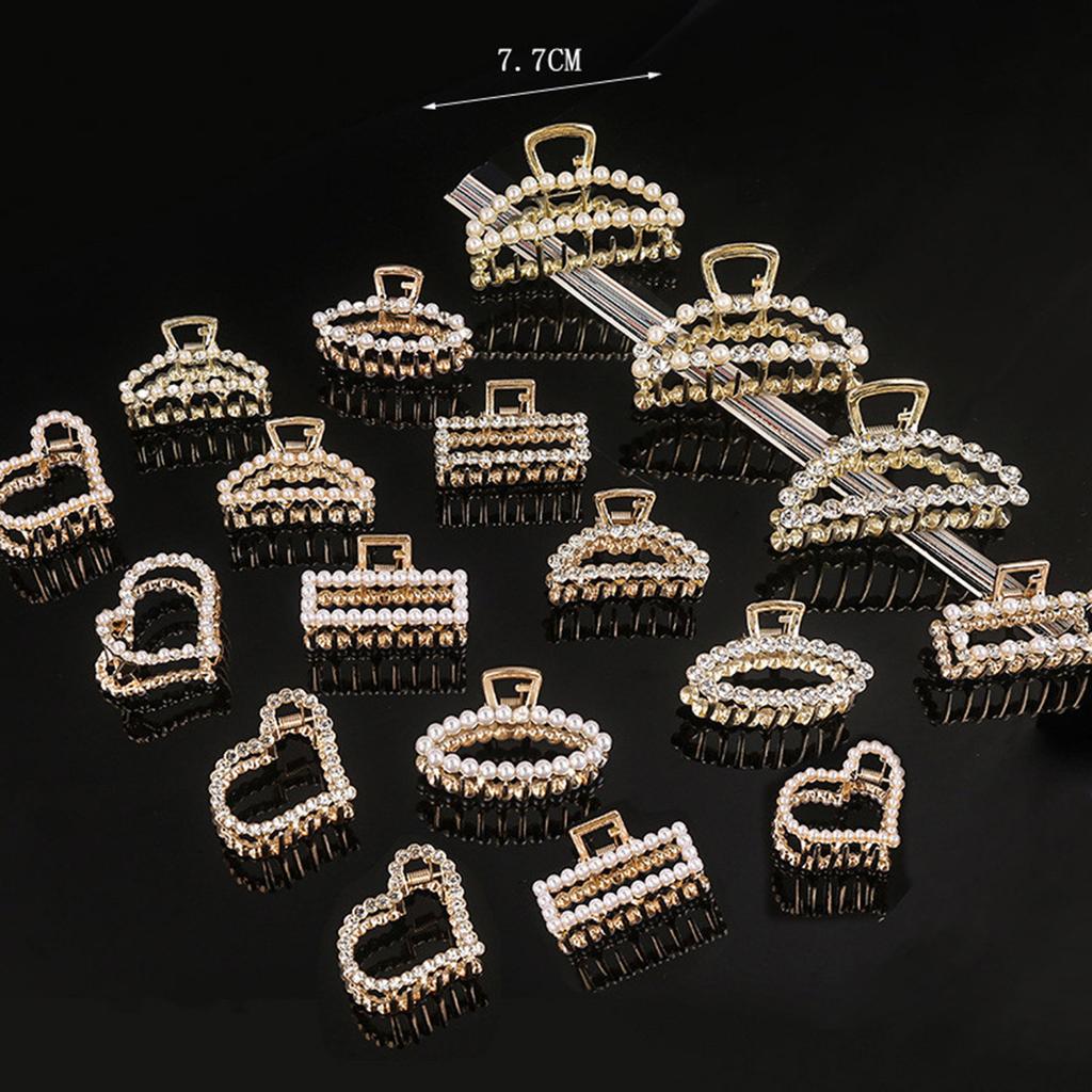 Women Girls Pearls Solid Beads Hair Claws Elegant Metal Barrettes Headwear Hairpins Horsetail Hair Clips Hair Crab Accessories