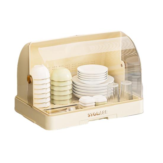 

Штабелируемый ящик для хранения посуды, многоярусный органайзер для столовой посуды с прозрачной крышкой, дверцами, крючками, контейнеры для хранения тарелок, чашек, с поддоном для слива A