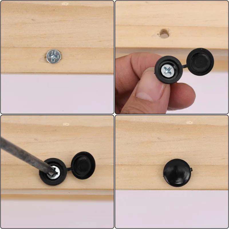 Protective Cap Hinged Plastic Screw Cap for Furniture Decorative Hardware 100PCS Cover Fold Snap Button Nuts Bolts Fixing Caps