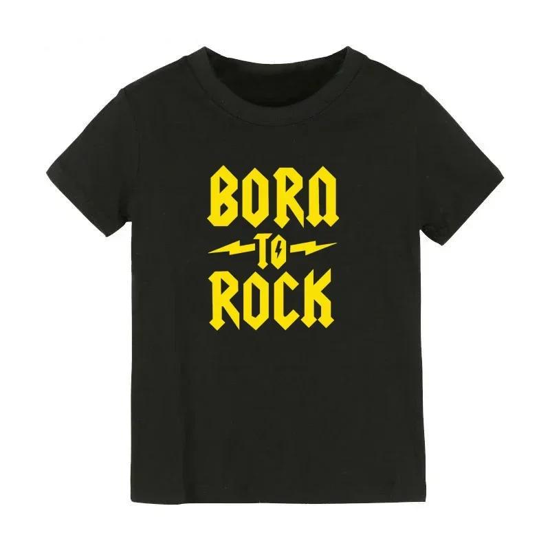 Born To Rock Kids TShirt Boys Girls Unisex Baby Clothes Cool Fashion Style Tops Children Summer Short Sleeve Graphic Tee Shirt