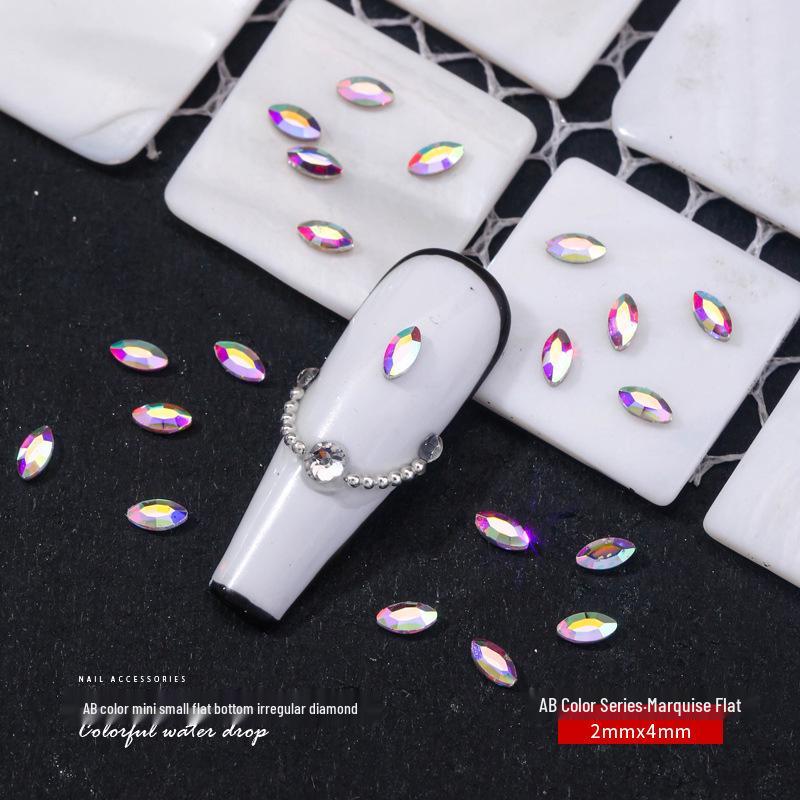 

Фальшивые украшения для ногтей: Переливающиеся АБ Стеклянные Бриллианты, Цветные Акценты с Плоским Дном для Маникюра