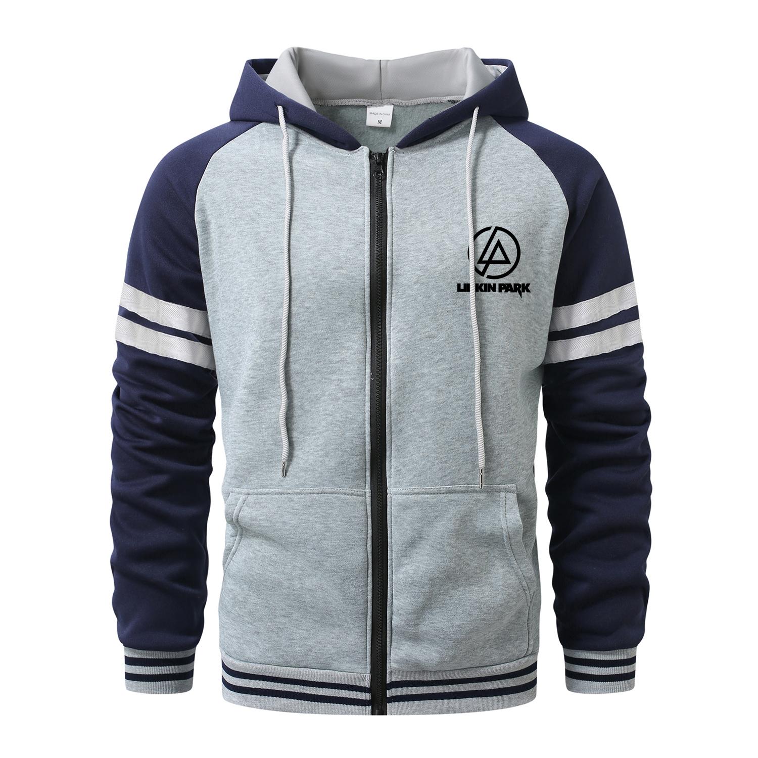 FEGKZLI Specialty LINKIN PARK  Hoodies for Men Cardigan Zip Hoodies Hooded Pocket Sports&Outdoor Men's Fashion Hoodies & Sweatshirts Streetwear Casual  Men's Coats L