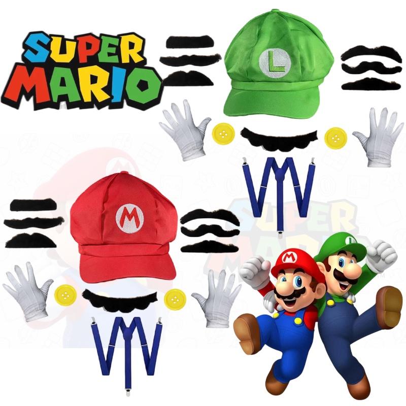 Sombrero de Sol Octogonal Oficial de Personaje Mario para Adulto, Gorra de Béisbol y Set de Accesorios