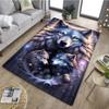 1 Stück Stilvoller Wolf Traumfänger Muster Anti-Rutsch Küchenteppich für Küche Wohnzimmer Schlafzimmer Waschbarer Flanell Teppich