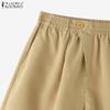 ZANZEA Pantaloncini Casual Estivi da Donna a Vita Elastica Monocolore
