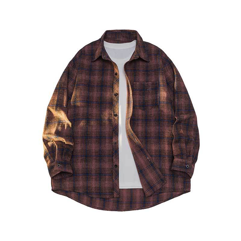 Camicia a quadri da uomo a maniche lunghe Giacca larga Camicia da uomo e da donna Versatile Bella Camicia pelosa da uomo
