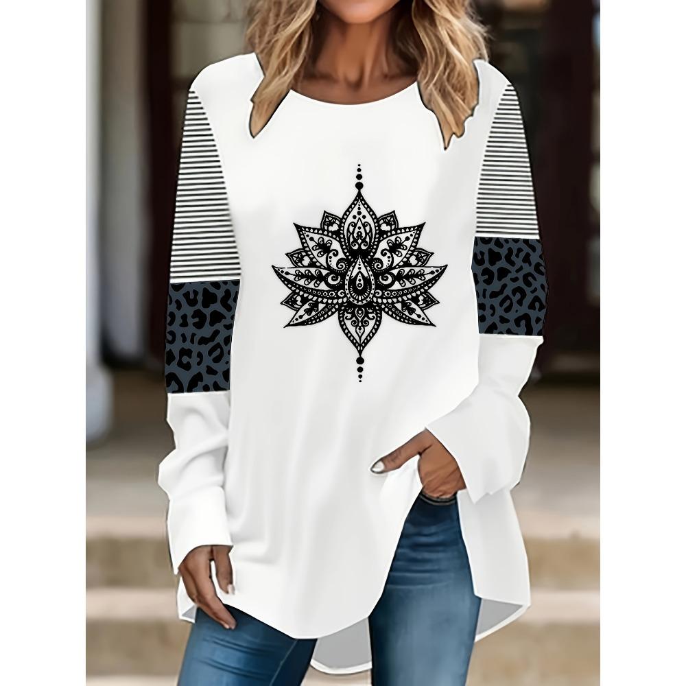 Ladies' Casual Long Sleeved T-shirt with Round Neck for Spring, Summer, and Autumn Fashion Tops