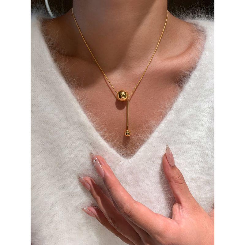Fashion Gold & Small Ball Pendant Necklace Women's Accessories Fancy Light Luxury and Simplicity Everyday Joker Elegant Sweater Chain