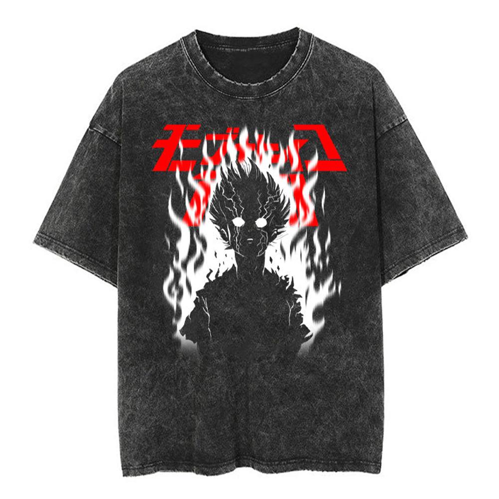 Hip Hop Men Streetwear Vintage Washed T-Shirt Anime Graphic T Shirt Men Harajuku Cotton Casual Short Sleeve Loose Vintage Tops