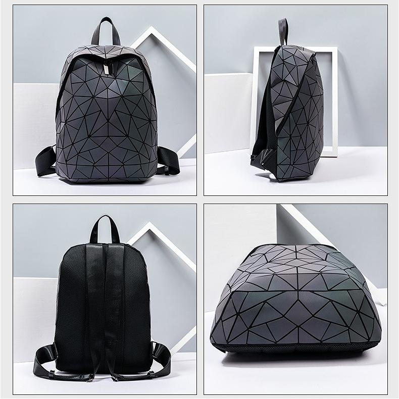 Zaino Geometrico Luminoso da Donna Zainetto Mini Riflettente Olografico Zaino da Viaggio Moda Zainetto Giornaliero Borsa a Spalla Casual per la Scuola