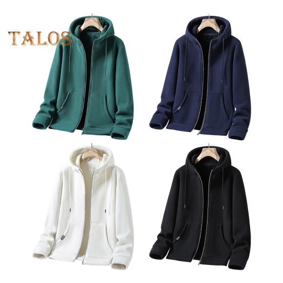 Herren Herbst Wintermantel Mit Kapuze Reißverschluss Lange Ärmel Kordelzug Locker Dicke Warme Einfarbige Strickjacke Alltagskleidung Hoodie Jacke
