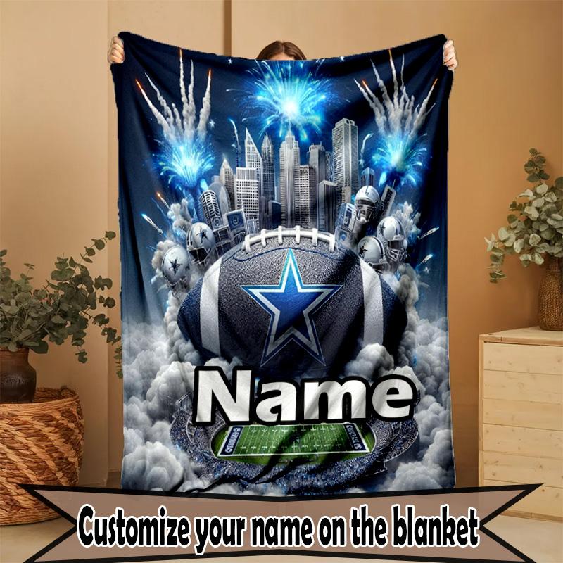 Custom Name Personalized Dallas Cowboys Print Blanket, Home Decor, Bedroom, Sofa, Camping, Couch, Gifts for Birthday ChristmasEnthusiasts
