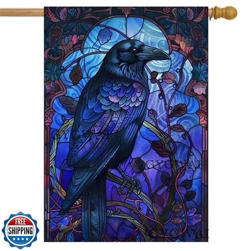 Halloween Crow House ag for Outside Double Sided, Stained Glass XXH LLP LLX