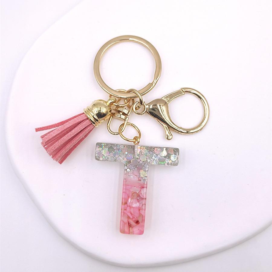 

Crystal Epoxy Letter Keychain with Tassel - Stylish Accessory for Bags & Cars