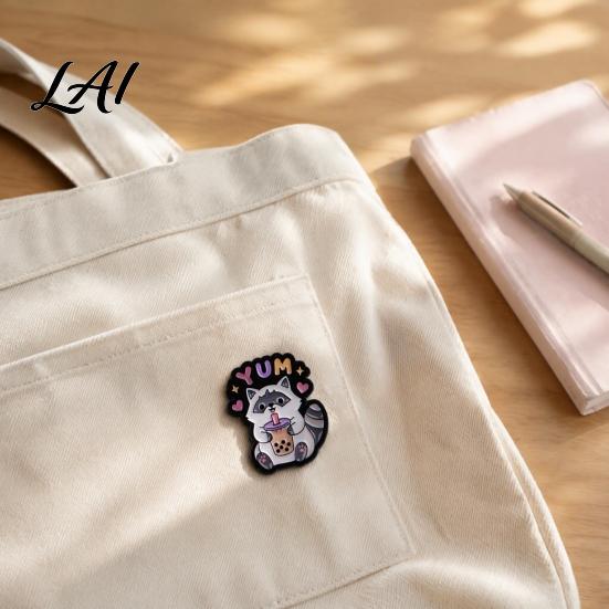 Enamel Brooch Pin Cartoon Raccoon Pin Animal Decorative Badge Alloy Lapel for Jackets Backpacks Hats Scarves Theme