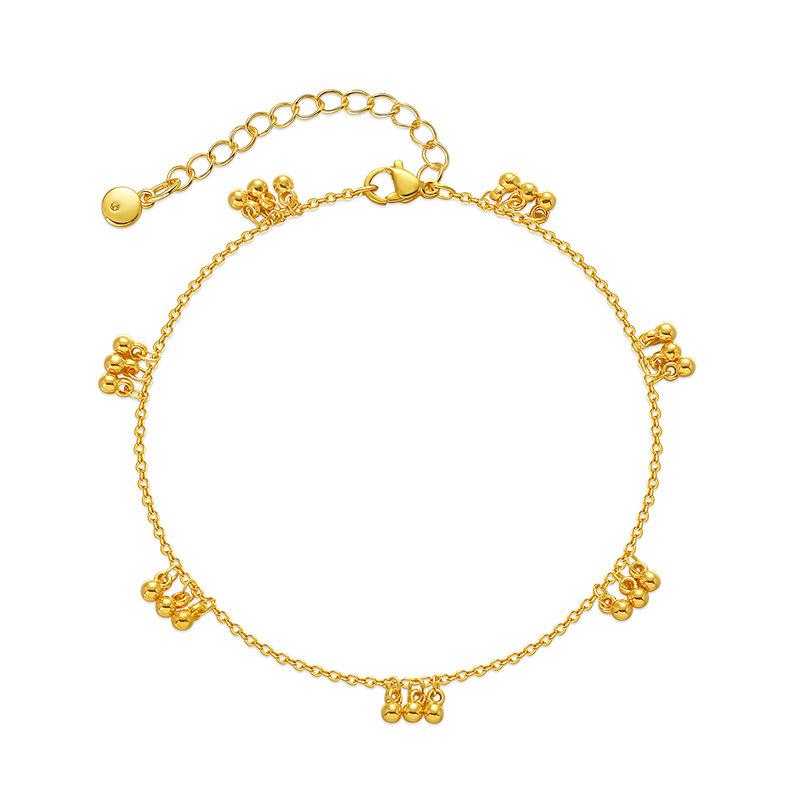Minimalistisches 18 Karat Vergoldetes Verstellbares Rundperlen Damen Fußkettchen
