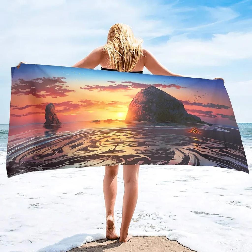 Sunrise Bath Towel Large Soft Lightweight Bath Sheet Blanket Sand Towel Beach Blanket Sand Free-Microfiber Quick Dry Pool Towel