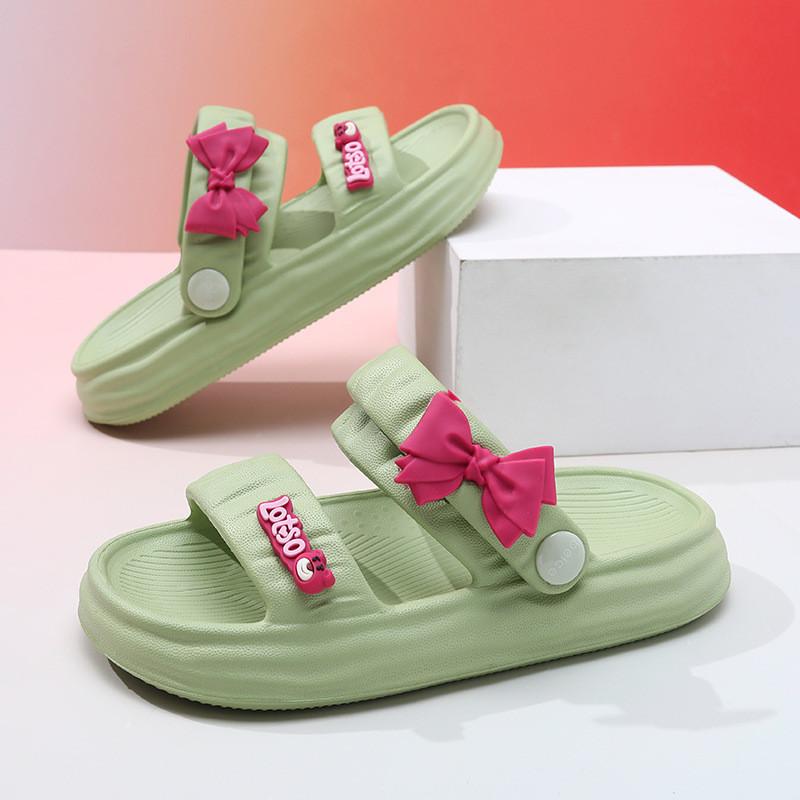 Stylish Eva Summer Sandals For Girls Featuring Breathable Soft Sole Design In Black Pink And Green