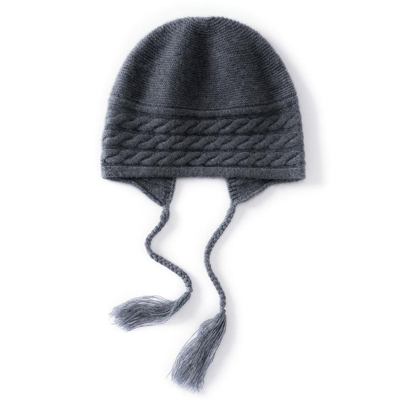 Autumn and winter cashmere knitted hat warm and cold ear protection fashion wool hat outdoor cycling hat bag head hat cold hat