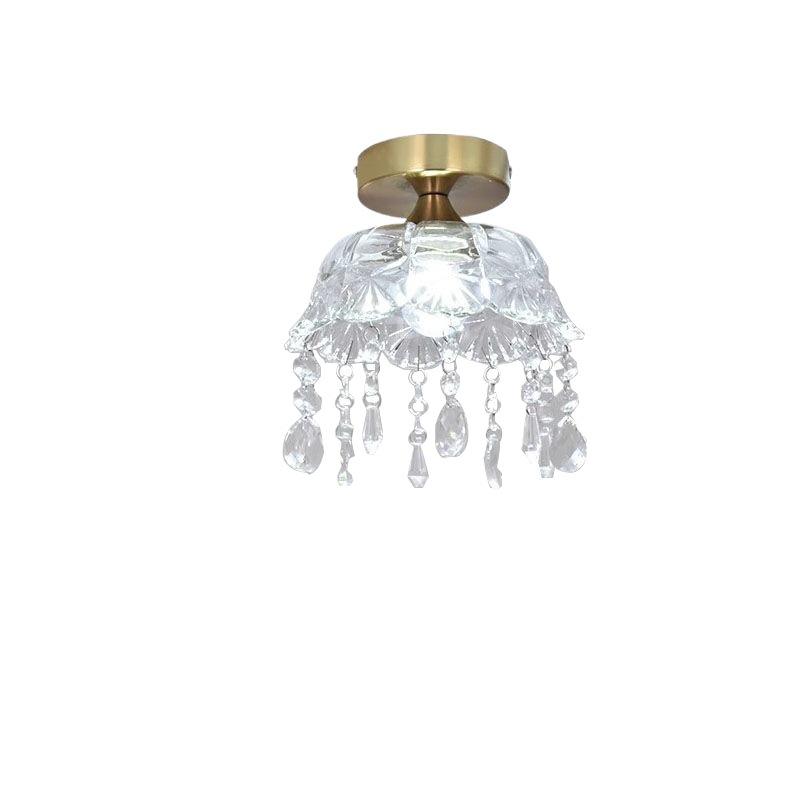 Modern Minimalist Cream French Crystal Ceiling Light for Corridor, Hallway, or Balcony