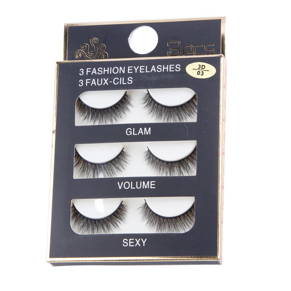 3Pairs Natural False Eyelashes 3D Mink Lashes Eyelash Extension Makeup False Lashes Kit