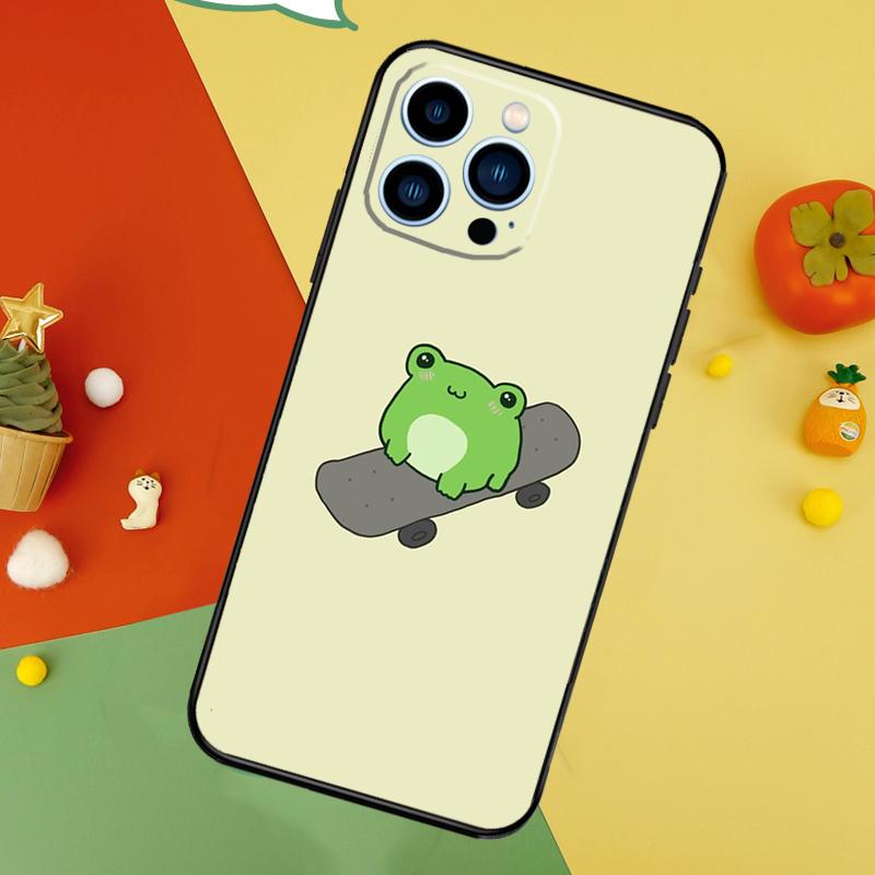 Frog Skateboard Cute Kawaii Phone Case For iPhone 17 Pro Max 16 15 14 13 12 11 Pro Max Plus 12 13 Mini 16e 17 Air Cover